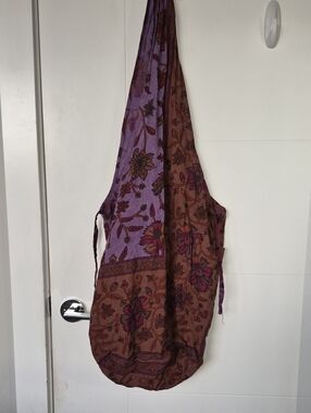 Bohemian Two-Tone Floral Sling Bag in Purple and Brown